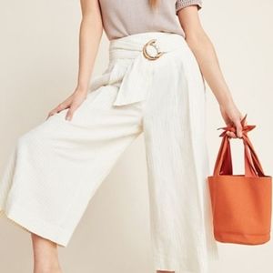 Anthropologie wide leg pinstripe pants linen sz 14